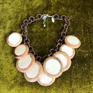 Chico’s Resin and Wood Disk Necklace